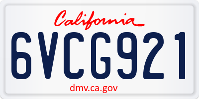 CA license plate 6VCG921