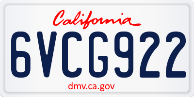 CA license plate 6VCG922