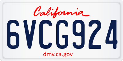 CA license plate 6VCG924