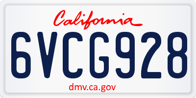 CA license plate 6VCG928