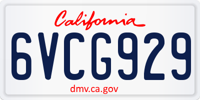 CA license plate 6VCG929