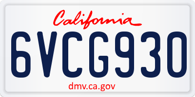 CA license plate 6VCG930