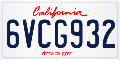 CA license plate 6VCG932