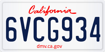 CA license plate 6VCG934