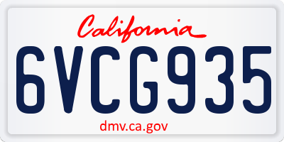 CA license plate 6VCG935