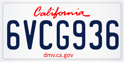 CA license plate 6VCG936