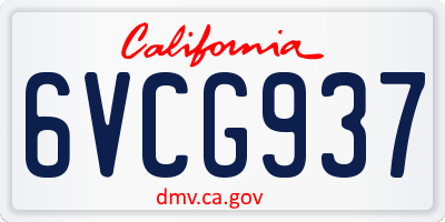 CA license plate 6VCG937