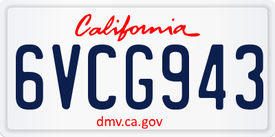 CA license plate 6VCG943