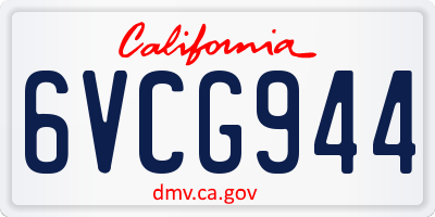 CA license plate 6VCG944