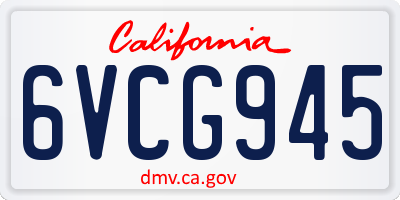 CA license plate 6VCG945