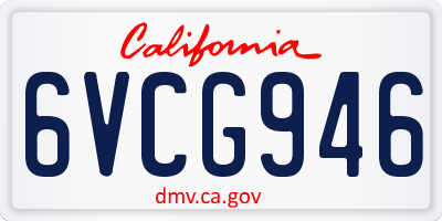 CA license plate 6VCG946