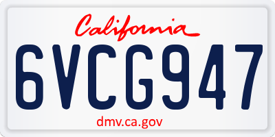 CA license plate 6VCG947
