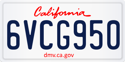 CA license plate 6VCG950
