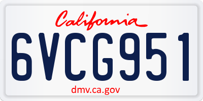 CA license plate 6VCG951
