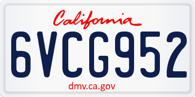 CA license plate 6VCG952