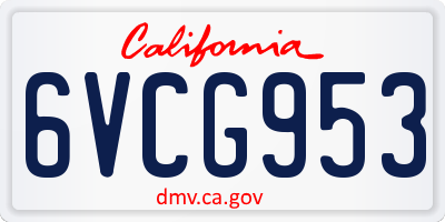 CA license plate 6VCG953
