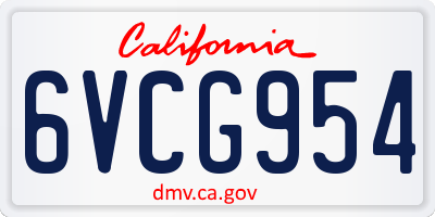 CA license plate 6VCG954