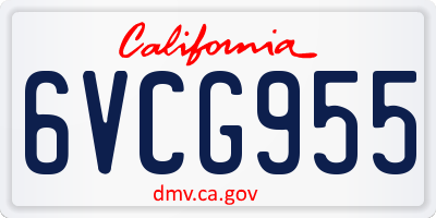 CA license plate 6VCG955