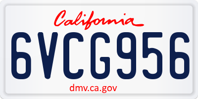 CA license plate 6VCG956