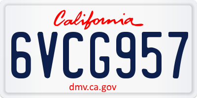 CA license plate 6VCG957