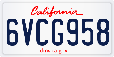 CA license plate 6VCG958