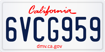 CA license plate 6VCG959
