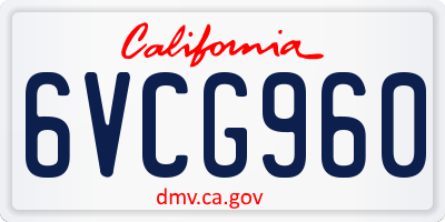 CA license plate 6VCG960
