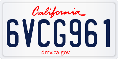 CA license plate 6VCG961