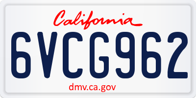 CA license plate 6VCG962