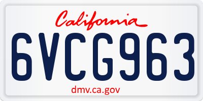 CA license plate 6VCG963