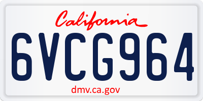 CA license plate 6VCG964