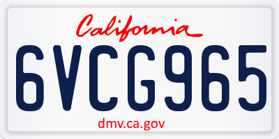 CA license plate 6VCG965