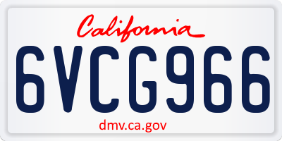 CA license plate 6VCG966