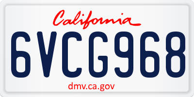 CA license plate 6VCG968