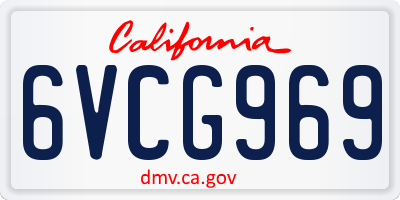 CA license plate 6VCG969