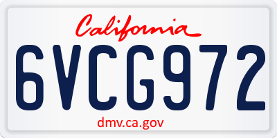 CA license plate 6VCG972
