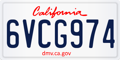 CA license plate 6VCG974