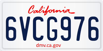 CA license plate 6VCG976