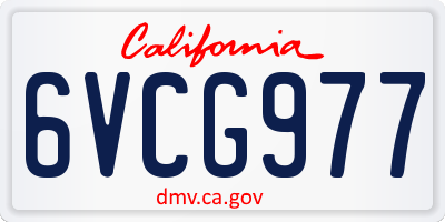 CA license plate 6VCG977