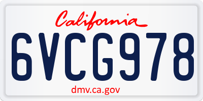 CA license plate 6VCG978
