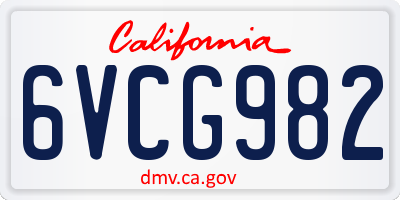 CA license plate 6VCG982