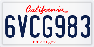 CA license plate 6VCG983