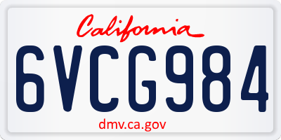CA license plate 6VCG984