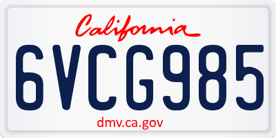 CA license plate 6VCG985