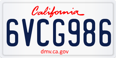 CA license plate 6VCG986