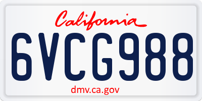 CA license plate 6VCG988