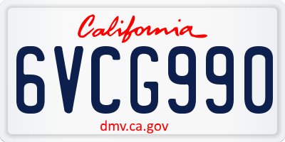 CA license plate 6VCG990