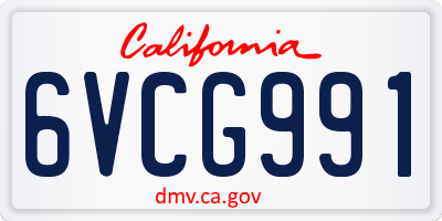 CA license plate 6VCG991