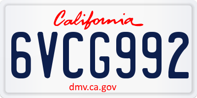 CA license plate 6VCG992