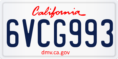 CA license plate 6VCG993